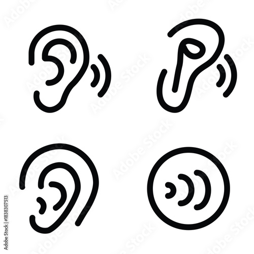 Abstract hearing spiral mark icon set