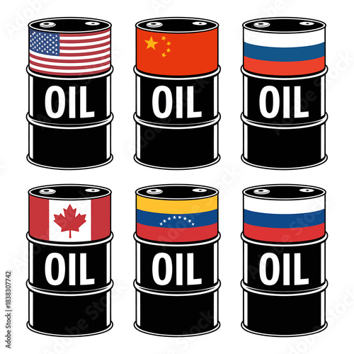 set of oil barrels