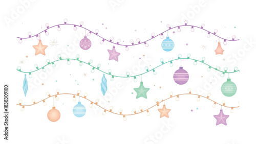 Festive Garland: A vibrant illustration of a decorative garland strung with ornaments, a cheerful sight for the festive season. 