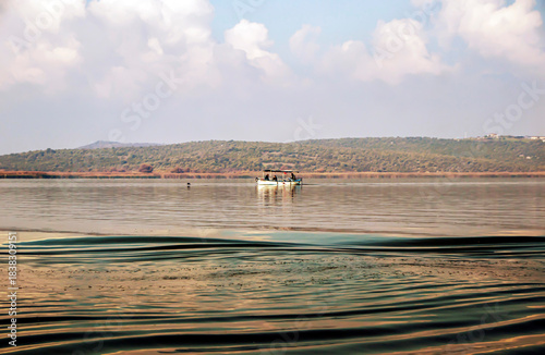 fishing boat on the Uluabat lake, Golyaka Bursa