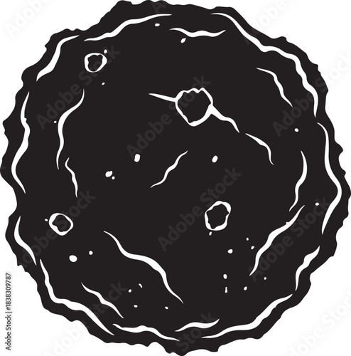 Delicious homemade chocolate chip cookie illustration with rough texture and crumbs for a tasty treat graphic design