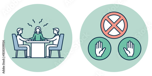 Icons of Conflict and Prohibition with Raised Hands