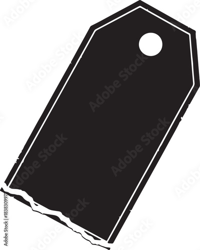 Distressed grunge style black price tag label with blank space for sale advertising message vintage design element