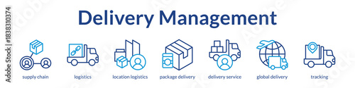 End-to-end logistics process covering supply chain coordination to worldwide package delivery with real-time tracking capabilities