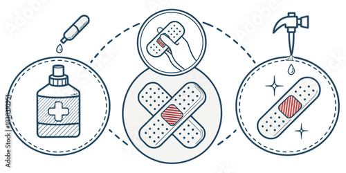 Medical supplies and wound care illustration health