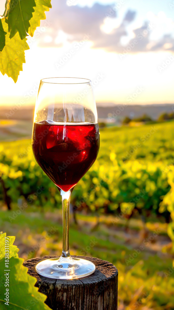 Obraz premium Weinglas in Weinbergen 