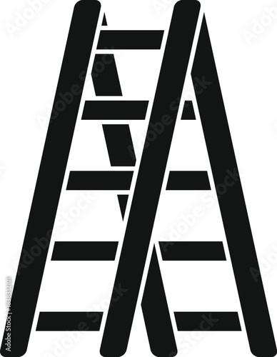 Simple black step ladder icon representing construction, diy projects, and achieving goals