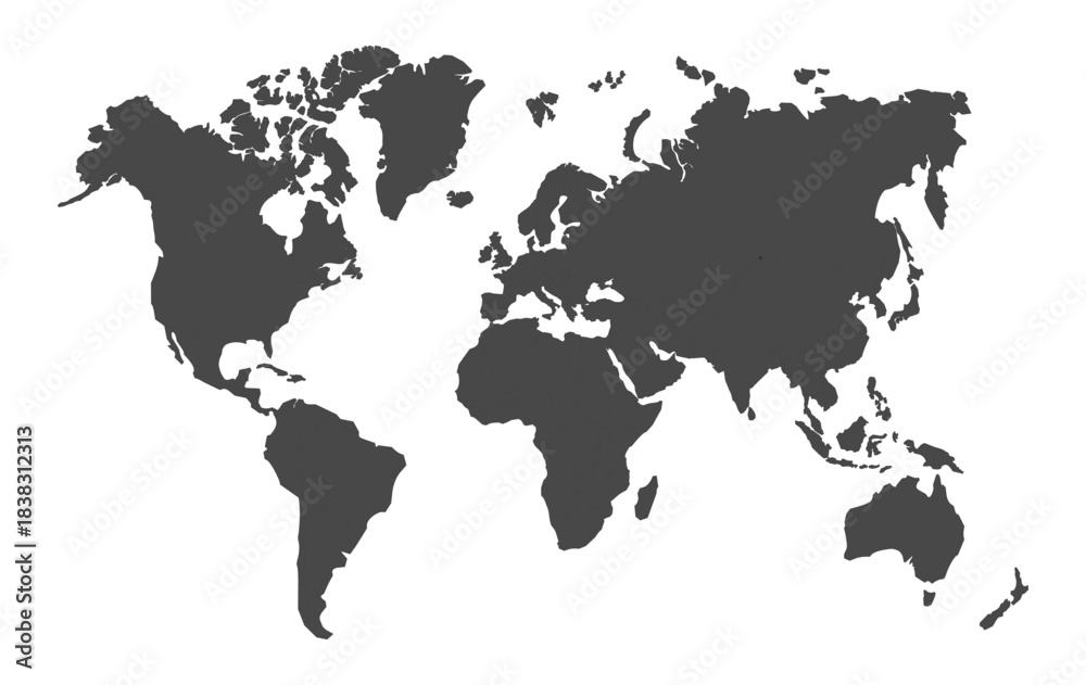 Fototapeta premium World map with state names on white background