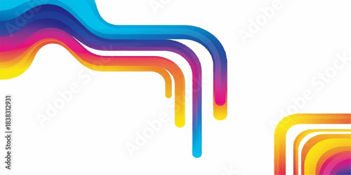 Abstract colorful background with bright rainbow wave lines and curve design template