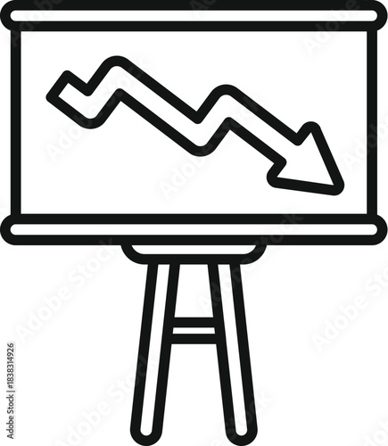 Flip chart displaying a downward trend, symbolizing negative performance or decline in business or financial markets