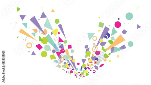 Geometric Shapes Explosion: A dynamic explosion of colorful geometric shapes erupts, creating a visually stimulating and energetic display.