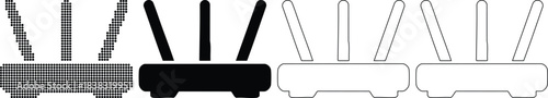 Modern wireless internet router device icon vector illustrations set for digital connectivity needs