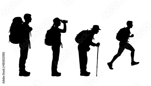 Diverse Hikers Silhouettes Collection