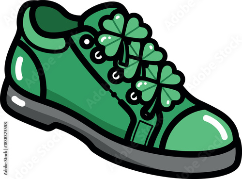 Green Sneaker with Shamrock Laces for St. Patrick's Day