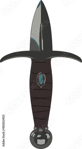 3D medieval dagger illustration, fantasy blade weapon, steel knife design, antique combat dagger, detailed rendering, historic weaponry concept artwork