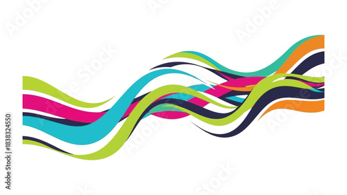 Dynamic abstract wave: a vibrant display of multicolored fluid waves, creating a sense of movement and energy, evoking feelings of innovation, modernity and creativity.