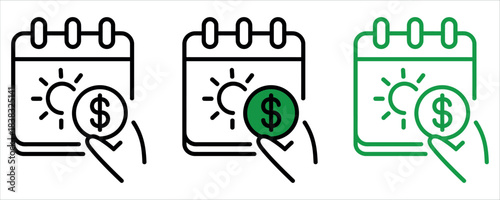 Secure your future income by scheduling payment dates with this professional financial planning calendar icon set.