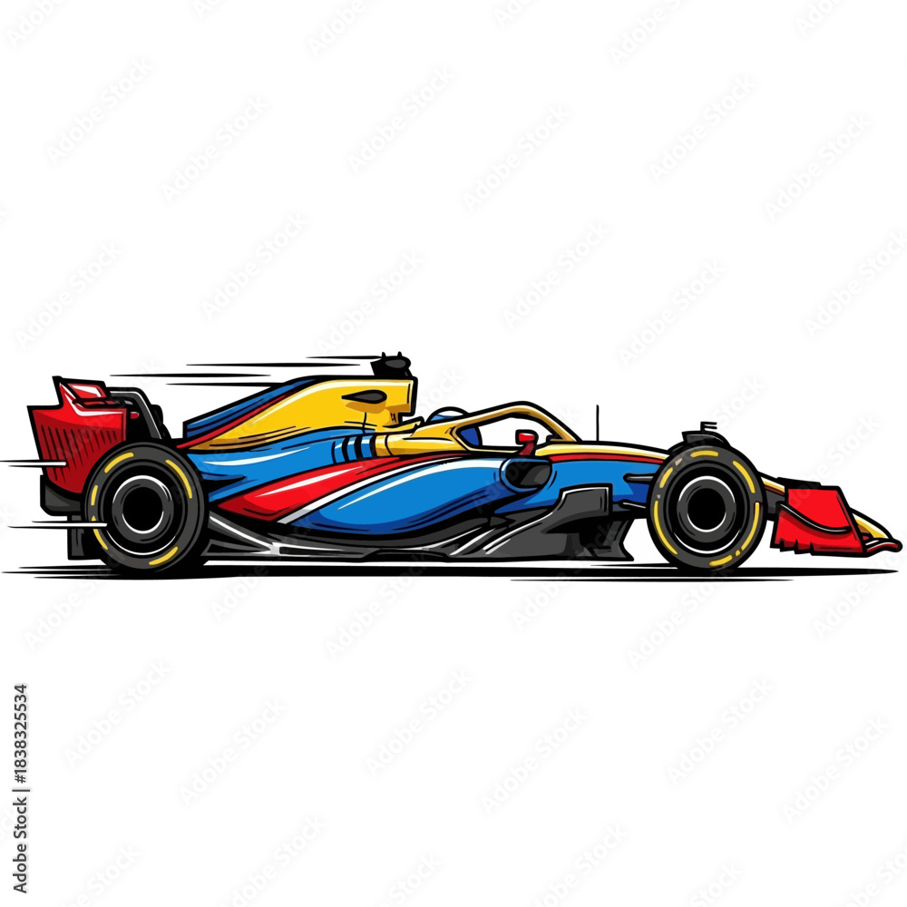 Fototapeta premium High Speed Formula Racing Car Side View – Vector Sport Illustration