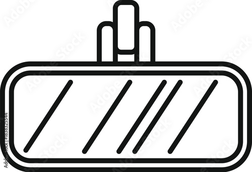 Simple line icon of a rearview mirror, emphasizing reflection and promoting safe driving practices