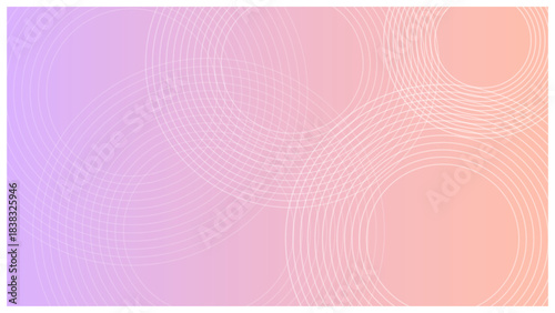 ピンクと紫のグラデーションに同心円を重ねた、幾何学シンプル背景素材 