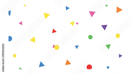 Colorfully Geometric: A vibrant assortment of geometric shapes dances across the scene, creating a sense of playful energy and artistic flair.