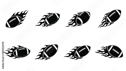Fiery footballs a graphic arrangement of american footballs with flame designs