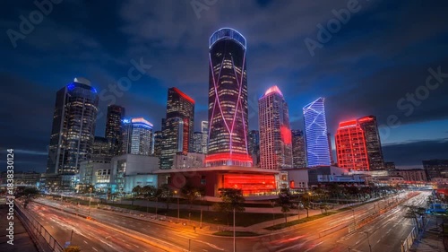 Hong Kong and New York City skylines at night with city lights and skyscrapers