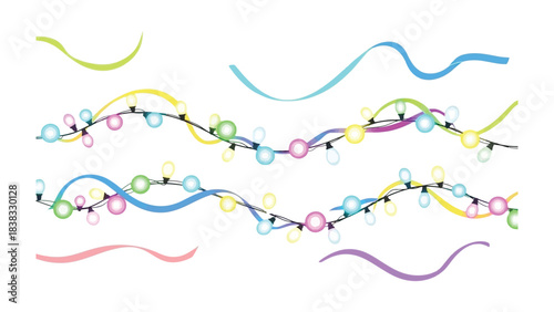 Festive Garland of Lights: a vibrant design features a decorative garland of colorful lights perfect for celebrations and festive occasions.