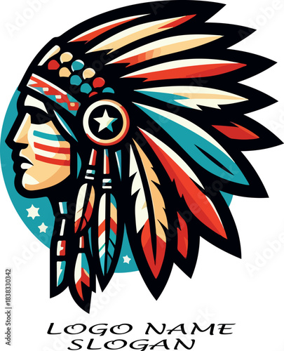 native american clipart logo vector .