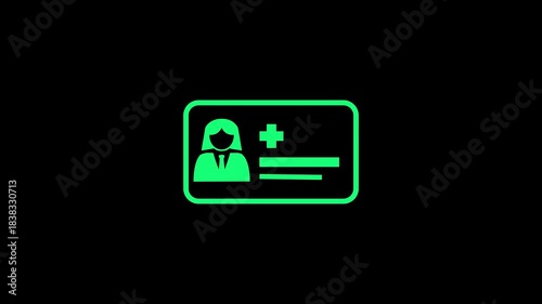 Animated medical card icon for healthcare and patient information. Concept of secure digital healthcare access.