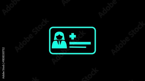 Animated medical card icon for healthcare and patient information. Concept of secure digital healthcare access.