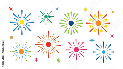 Colorful bursts of joy: A vibrant array of colorful bursts dance across the frame, a joyful symphony of light and color that evokes a sense of celebration and wonder.