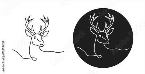 A reindeer icon in a single style, a symbol of New Year, Christmas, and Santa Claus. Vector illustration. Editable strokes, pixel-perfect, isolated on a transparent background. Vector 