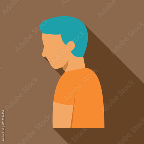 Man in profile flat design illustration feeling sad, depressed and experiencing despair