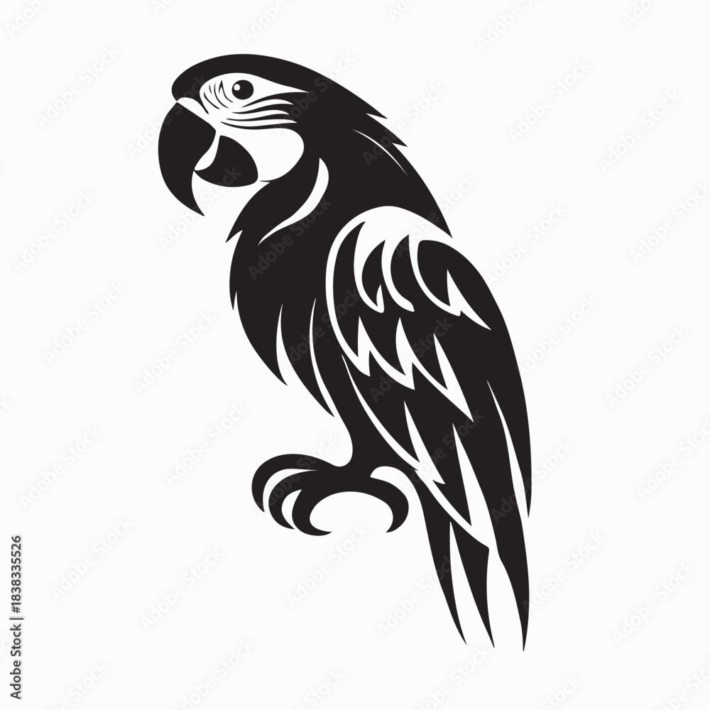 Obraz premium Parrot Bird Logo Stylized Drawing Template Vector on white background