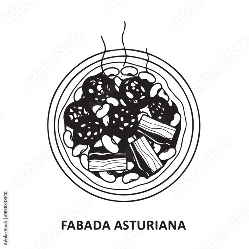 "Traditional Fabada Asturiana Bean Stew"