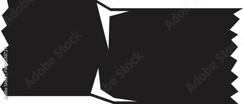 Torn rectangular black label, packaging sticker, adhesive band or piece of tape with jagged edges
