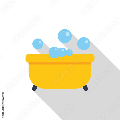 Bathtub filling with soap bubbles, depicting a hygiene or relaxation concept