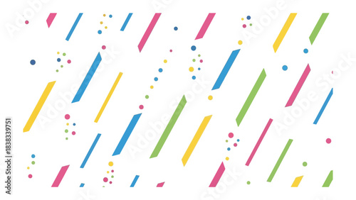 Abstract Celebration of Colors: An energetic pattern of diagonal lines and scattered dots dances across a bright canvas, evoking a sense of festive cheer and vibrant creativity.