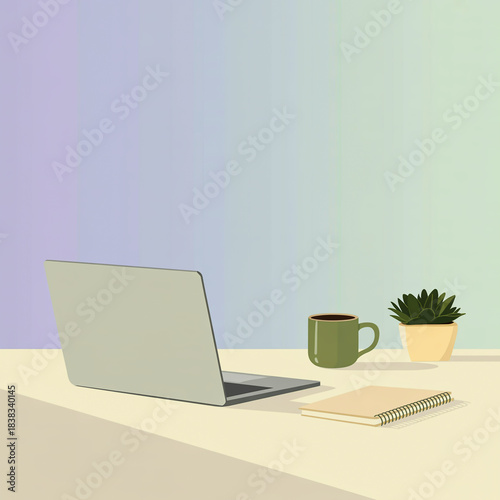 Laptop, Notebook, and Plant on Desk computer succulent