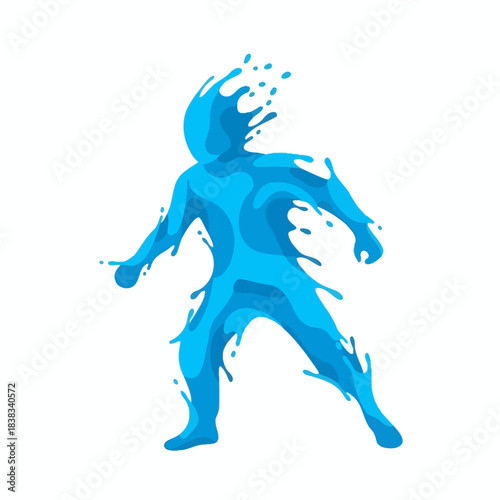 Watery figure abstract concept, dynamic splash, liquid form illustration graphic design