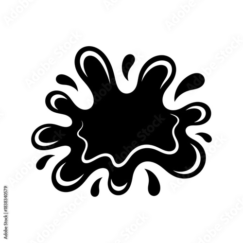 Abstract ink blot illustration with fluid irregular edges for graphic design elements