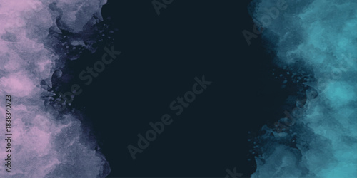 Abstract blue and white smoke clouds swirl with motion against a dark black background creating a bright textured explosion of steam and fog in the night air