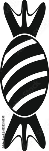 Wrapped candy silhouette with diagonal stripes representing a sweet confectionary dessert