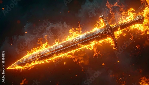 Glowing Fire Sword with Intense Heat for Dynamic Fantasy Artwork
