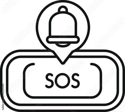 Sos button with a notification bell indicating an emergency alert or help request