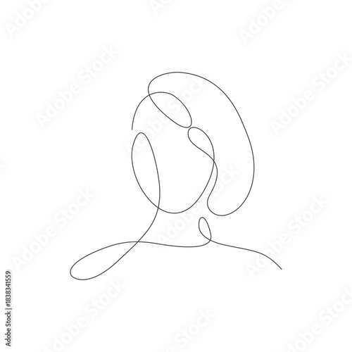 Minimalist Woman Bob Haircut Profile One Line Art Vector