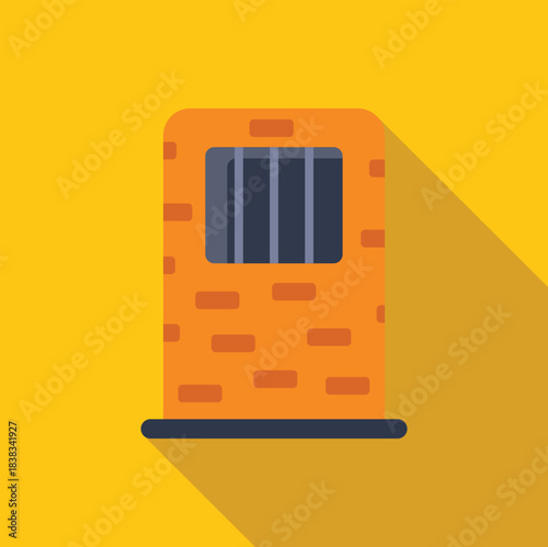 Prison cell window with bars in a flat design style concept