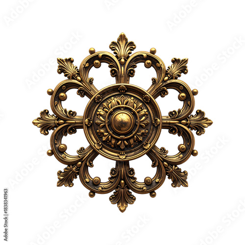 Golden ornate circular medallion