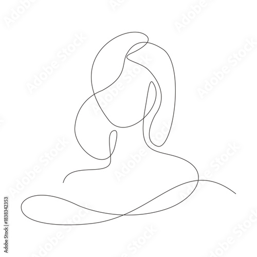 Woman Side Profile Bob Hairstyle Continuous Line Art